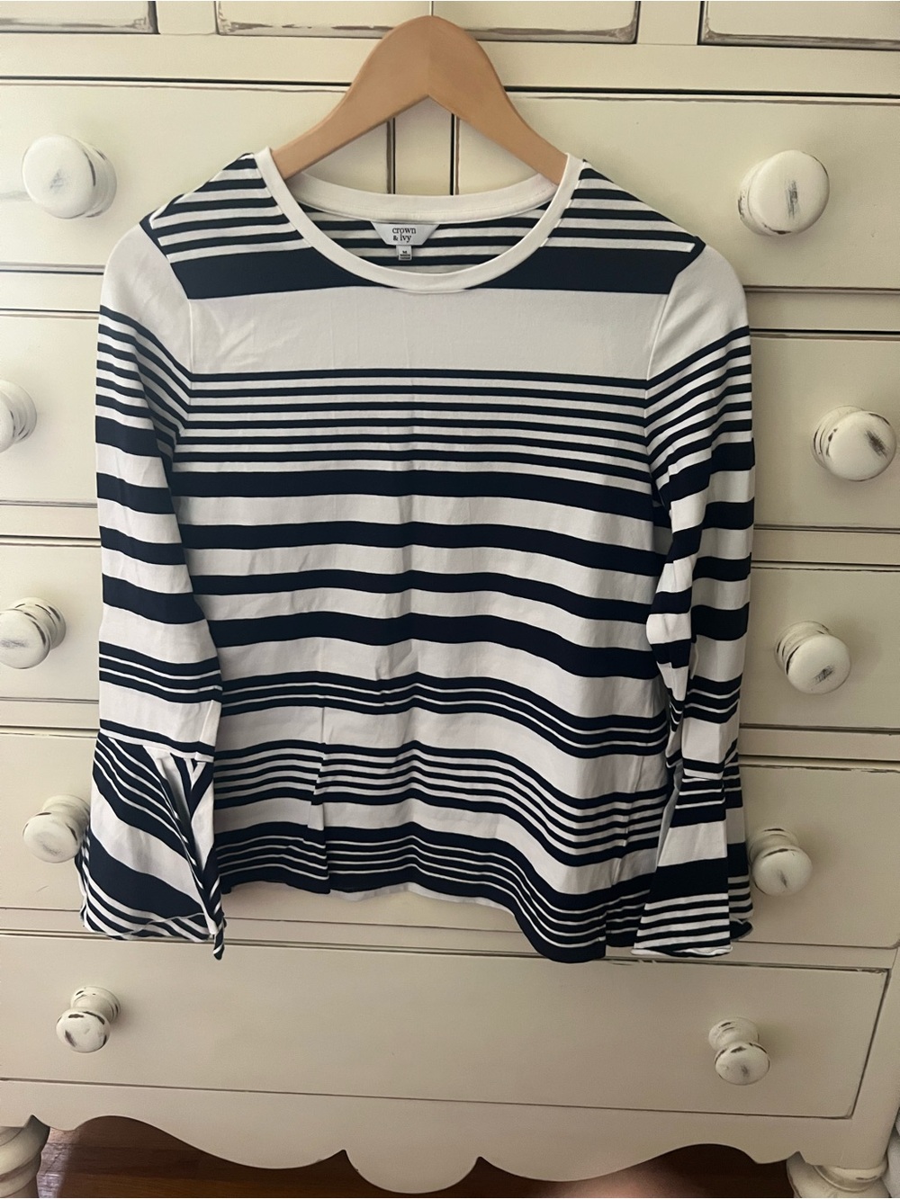 crown & ivy Navy and White Striped Long-Sleeve Tee